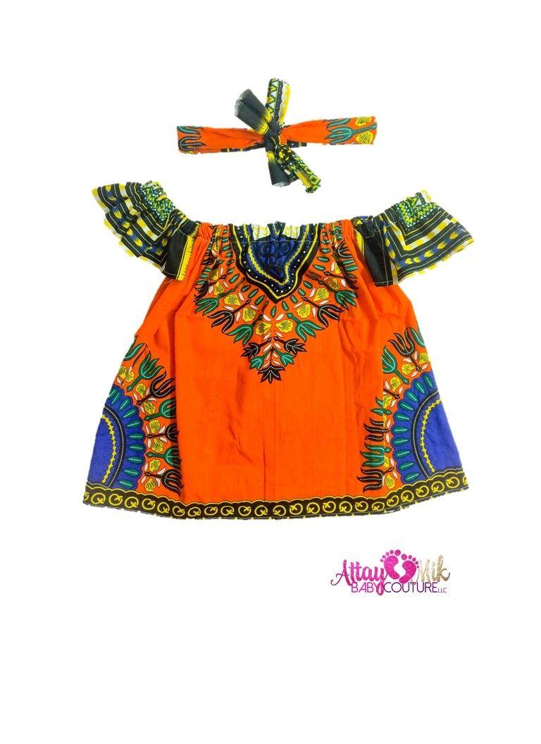 Orange Off Shoulder Dashiki