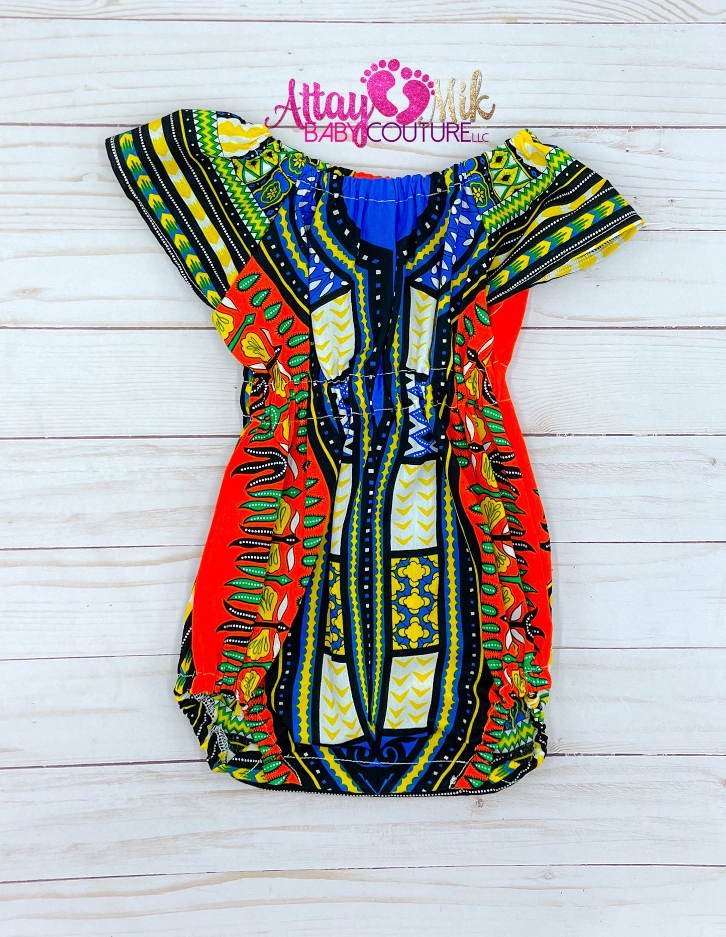 Orange Dashiki Romper