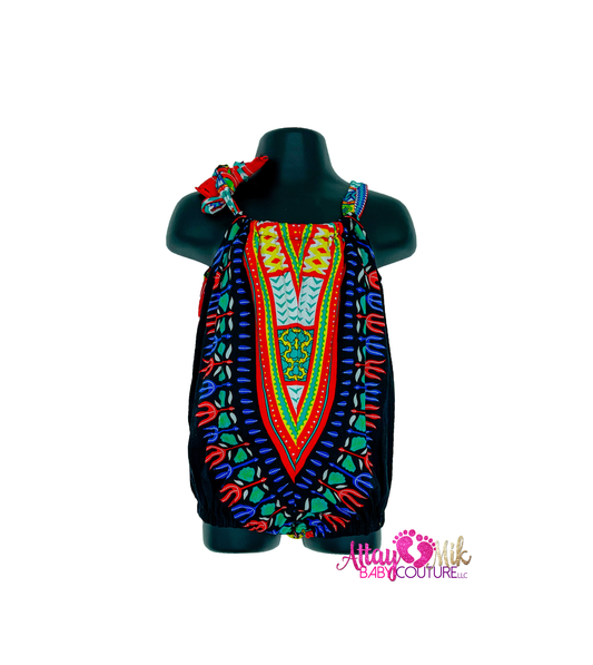 Black dashiki romper 