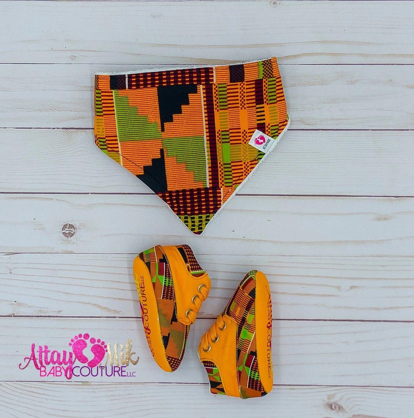 Unisex Bibs and Shoes-Tinted Kente