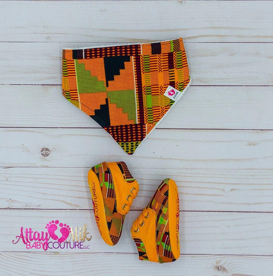 Unisex Bibs and Shoes-Tinted Kente