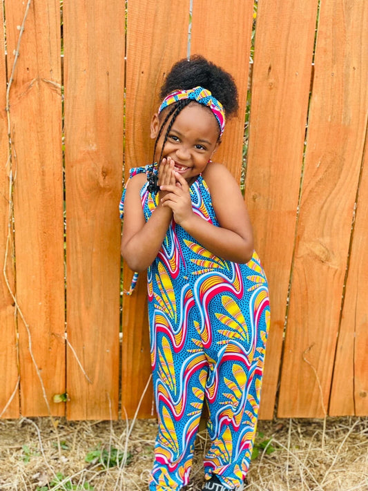 Blue/Yellow Ankara Romper