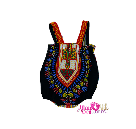 Black Dashiki  Romper